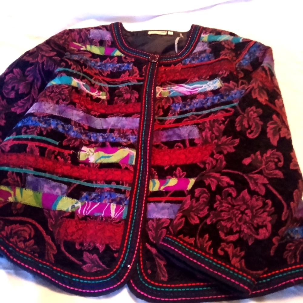 Brocade And Patch Work Jacket Size M - image 1